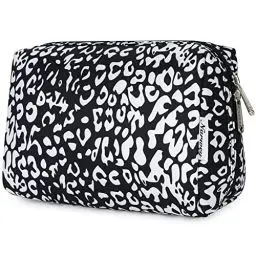 Produktbild: Narwey Make up Tasche Damen Schminktasche Kosmetiktasche Kulturtasche Damen Kulturbeutel, Makeup Tasche Makeup Bag (Schwarzer Leopard, Groß)