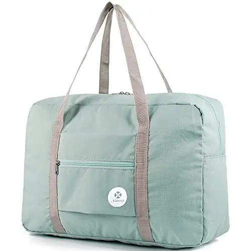 Produktbild: Narwey Handgepäck Tasche für Flugzeug 55x40x20cm/45x36x20cm Faltbare Reisetasche Overnight Weekend Damen Handgepäck Sporttasche Koffer 25L (Minzgrün)