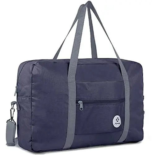 Produktbild: Narwey Handgepäck Tasche für Flugzeug 55x40x20cm/45x36x20cm Faltbare Reisetasche Overnight Weekend Damen Handgepäck Sporttasche Koffer 25L mit Schultergurt (Navy blau)