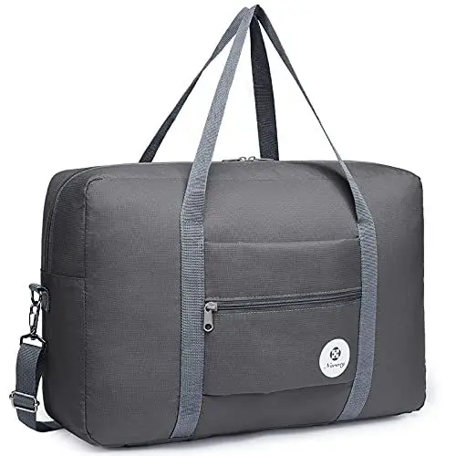 Produktbild: Narwey Handgepäck Tasche für Flugzeug 55x40x20cm/45x36x20cm Faltbare Reisetasche Overnight Weekend Damen Handgepäck Sporttasche Koffer 25L mit Schultergurt (Grau)