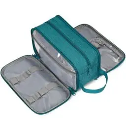 Produktbild: Narwey Kulturbeutel Damen Kulturtasche Herren Große Reise Schminktasche & Waschtasche Kinder Gross Klare Kosmetiktasche für Frauen Mädchen (Blau Grün)