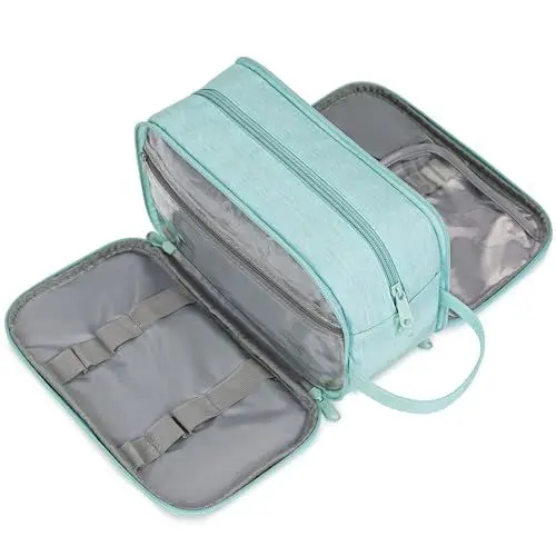 Produktbild: Narwey Kulturbeutel Damen Kulturtasche Herren Große Reise Schminktasche & Waschtasche Kinder Gross Klare Kosmetiktasche für Frauen Mädchen (Minzgrün)