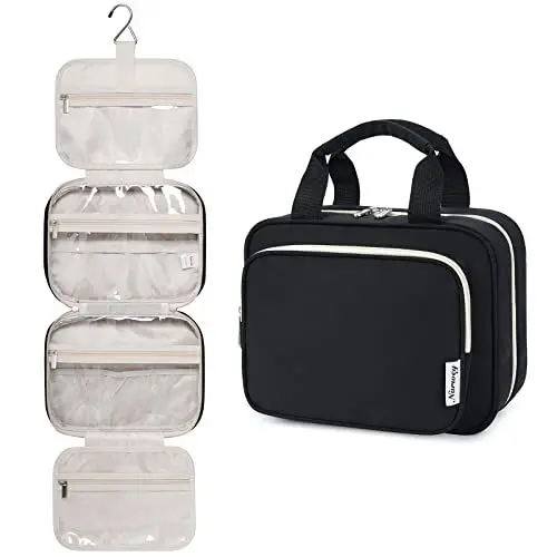 Produktbild: Kulturtasche Damen Kulturbeutel zum Aufhängen Waschtasche Gross Kosmetiktasche Groß Waschbeutel Kosmetik-Organizer für Damen Mädchen (Schwarz)
