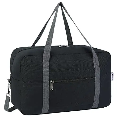 Produktbild: Narwey für Ryanair Handgepäck 40x20x25 & Handgepäck Tasche für Flugzeug - Faltbare Klein Reisetasche Damen & Weekender Damen - Handgepäck Koffer 20L (Schwarz (mit Schultergurt))