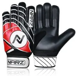Produktbild: NARZ Fussball Torwarthandschuhe Kinder mit super Grip Latex mit stoßdämpfender Polsterung zum Schutz der Handflächen und Finger, Kinder-fußball Handschuhe für Jungen und Mädchen (4, rot)