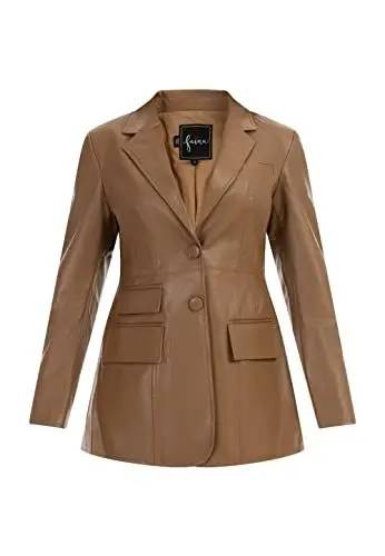 Produktbild: faina Damen Blazer aus Kunstleder 29026788, Kamel, XS