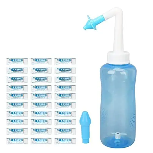 Produktbild: Nasendusche mit Salz 500ml, Neti Pot zum Spülen der Nase 30 x Nasenspülsalz für Erwachsene Nasenspülkanne zur Nasenreinigung und Nasenspülung bei Erkältung und Allergie