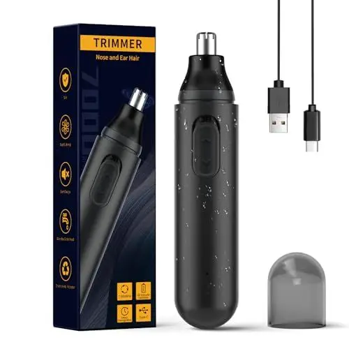 Produktbild: Nasenhaartrimmer-2023 Upgraded USB Wiederaufladbare Nasenhaartrimmer Ohrhaartrimmer für Männer und Frauen, IPX7 Wasserdicht Dual Blade Professioneller Schmerzfreier Nasen- und Gesichtshaarschneider
