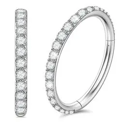 Produktbild: Nasenpiercing Ring 316L Chirurgenstahl,Septum Piercing Nasenring Silber 16g 6mm,Conch Piercing Ring Silber Daith Piercing Ohr Nostril Piercing Ring,Helix Piercings Silber mit Zirkonia Körperschmuck
