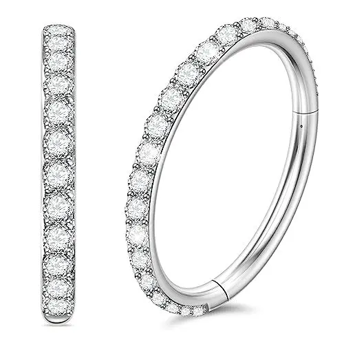 Produktbild: Nasenpiercing Ring 316L Chirurgenstahl,Septum Piercing Nasenring Silber 16g 6mm,Conch Piercing Ring Silber Daith Piercing Ohr Nostril Piercing Ring,Helix Piercings Silber mit Zirkonia Körperschmuck