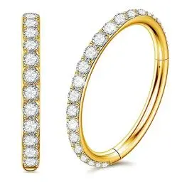 Produktbild: Nasenpiercing Ring 316L Chirurgenstahl, Septum Piercing Nasenring Gold 16g 6mm, Conch Piercing Ring Gold Daith Piercing Ohr Nostril Piercing Ring, Helix Piercings Gold mit Zirkonia Körperschmuck