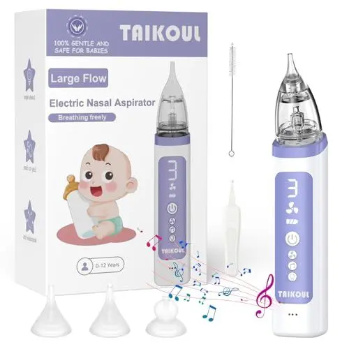 Produktbild: Nasensauger Baby Elektrisch-Nasensauger wiederaufladbar mit Musik und Licht Baby Staubsauger Nasensauger Staubsauger für Neugeborene mit 3 Saugstufen und 3 Silikonspitzen