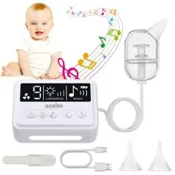 Produktbild: Nasensauger Baby Elektrisch, AOSITE Nasensauger Baby Staubsauger für Neugeborene mit 9 Saugstufen und 3 Silikonspitzen, Baby Nasensauger Elektrisch für Kleinkinder und Säuglinge mit Musik, LED-Licht