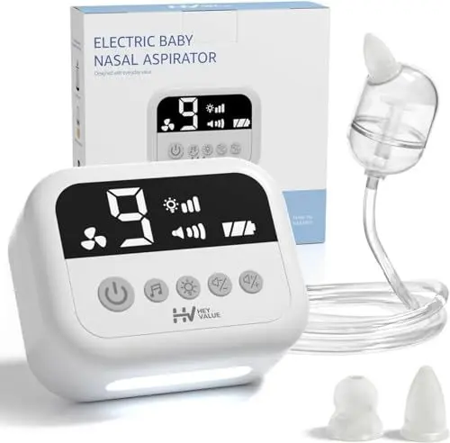 Produktbild: Nasensauger Baby Elektrisch |Elektrischer Nasensauger für Babys 9 Saugstärken Nasensekretsauger Baby Staubsauger Wiederaufladbar Mit Licht und Beruhigender Musik Sicher Effizient Sanft Silikonspitzen