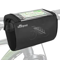 Produktbild: Nasjac Lenkertasche Fahrrad - wasserdichte wetterfeste Fahrradtasche vorne Lenker reflektierende Rahmentasche Fahrrad Lenkertasche mit transparentem wasserdichtem Touchscreen für e-Bike MTB Radfahrer