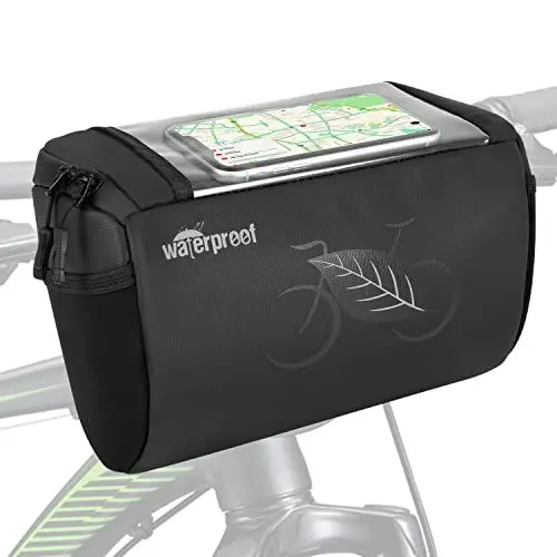 Produktbild: Nasjac Lenkertasche Fahrrad - wasserdichte wetterfeste Fahrradtasche vorne Lenker reflektierende Rahmentasche Fahrrad Lenkertasche mit transparentem wasserdichtem Touchscreen für e-Bike MTB Radfahrer