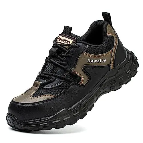 Produktbild: Nasogetch Sicherheitsschuhe Herren Arbeitsschuhe Damen Leicht Breit Bequem Stahlkappenschuhe Atmungsaktiv Sportlich Schutzschuhe 519 Braun 40 EU