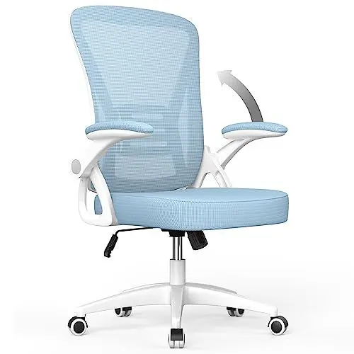 Produktbild: naspaluro Bürostuhl, Ergonomischer Schreibtischstuhl mit Netzbespannung, Klappbaren Armlehnen, Höhenverstellbarer Computerstuhl mit Gepolstertem Sitzkissen für Büro Arbeitszimmer, Blau
