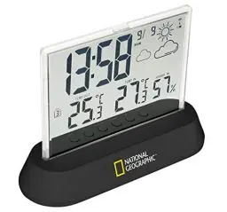 Produktbild: National Geographic 9070300 Wetterstation Funk mit Außensensor in transparentem Design mit Anzeige für Temperatur und Luftfeuchtigkeit und Wettertrendanzeige