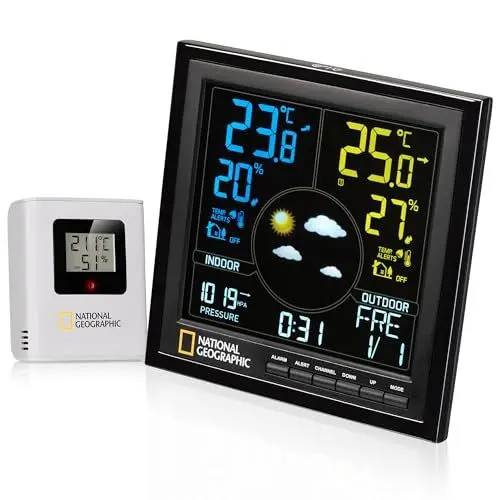 Produktbild: National Geographic Wetterstation Funk mit Außensensor VA Farb Wetterstation