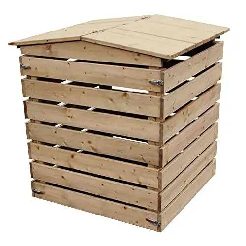 Produktbild: NATIV Garten Komposter aus Holz - Holzkomposter für schnelles Kompostieren - 450L Fassungsvermögen - 76x75x91cm