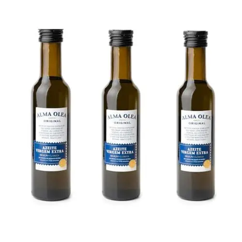 Produktbild: Natives Olivenöl extra – 250 ml Flasche – 3 Stück – durch mechanische Verfahren gewonnen – geeignet für Dressings, Dressings und Braten – glutenfrei – Gourmetprodukt portugiesischen Ursprungs