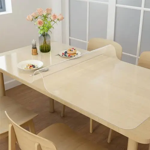 Produktbild: NATRKE Schreibtischunterlage Transparent, Groß 120x60cm Schreibunterlage klare Durchsichtige Schreibtischmatte Unterlage Tischschoner rutschfeste Runde Kanten Schreibunterlage für Büro und Zuhause