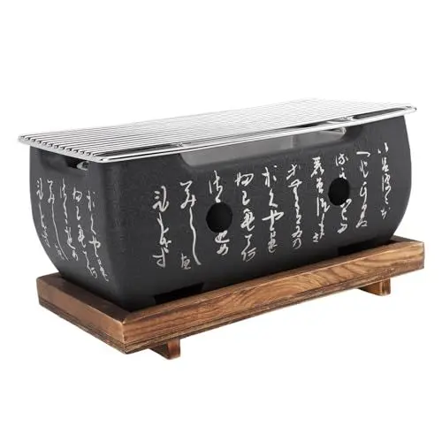 Produktbild: Natudeco Barbecue-Grillofen, japanischer Stil, Holzkohlegrills, tragbarer Camping-Grillofen, rechteckiger Grillofen für Outdoor-Camping, Wandern, Picknicks (M)