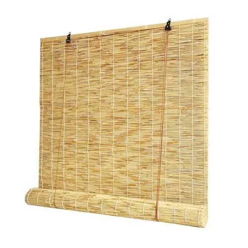 Produktbild: Natür Bambus Rollo 90 100 120 130 150 160cm Breit Bambusrollo Aussenbereich Wetterfest Schilf Vorhang Mit Lifter Raffrollo Sonnenschutz Rollo Anti-UV Bambus Rollo Jalousine Für Fenster Terrasse