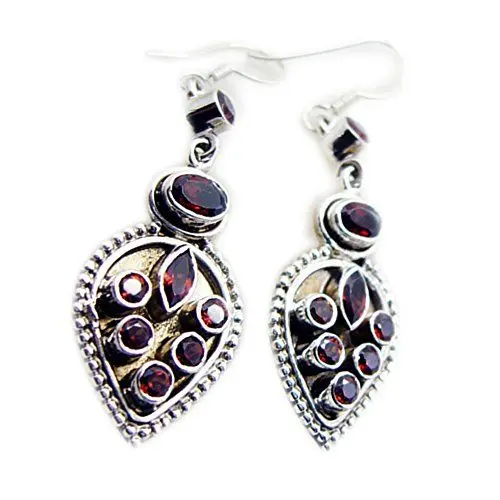 Produktbild: Natürliche Granat Ohrringe Für Frauen 925 Sterling Silber Astrologische Ovale Form Schmuck Cluster Birthstone