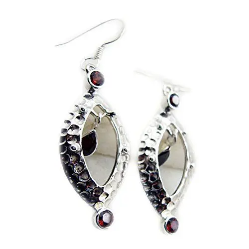 Produktbild: Natürliche Granat Ohrringe Für Frauen Echt Birthstone 925 Sterling Silber Mischte Form Schmuck Lange Haken