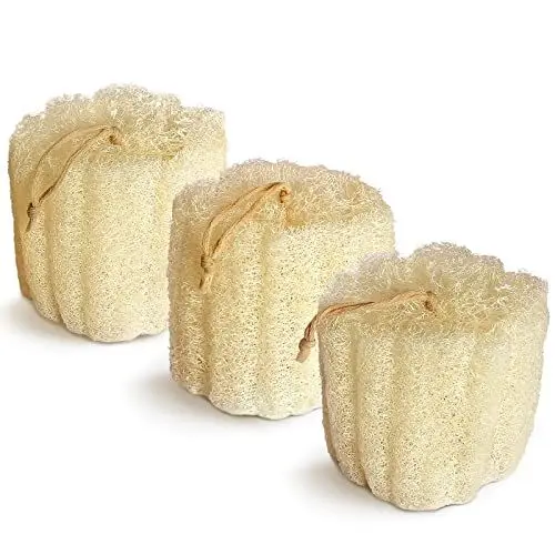 Produktbild: Natürliche Luffa Schwamm Körper, Peeling Luffa Körperpeeling, um das Gesicht und Rücken zu reinigen. Weiche und schaumige Luffaschwämme (3er Pack)