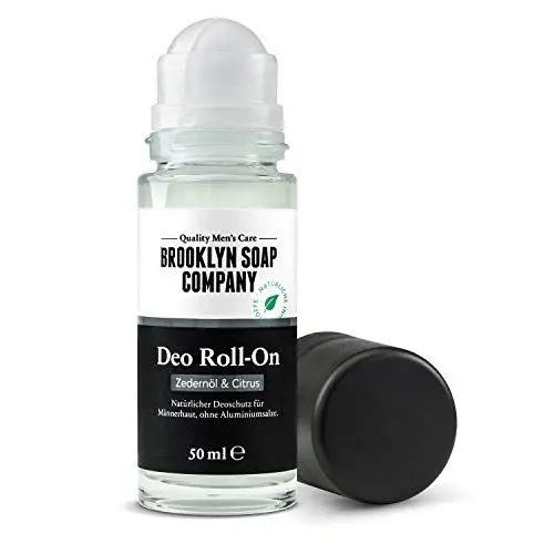 Produktbild: Natürliche Männerpflege: Deodorant (50 ml) Naturkosmetik der BROOKLYN SOAP COMPANY der Deo Roll-on für den modernen Mann frei von Aluminium frischender, holziger & belebender Duft
