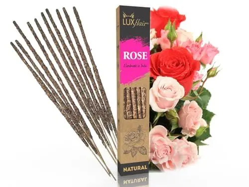Produktbild: Natürliche Räucherstäbchen Rose - Natural Rose, Glimmdauer ca. 45min, mit grobgemahlenen Rohstoffen, Vegan & ohne tierische Tests