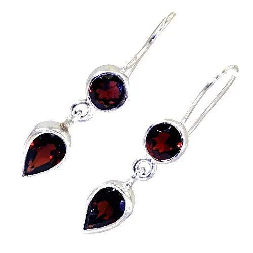 Produktbild: Natürlicher Granat Ohrringe für Frauen Sterling Silber Januar Birthstone Modeschmuck Angelhaken gemischte Form