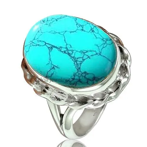 Produktbild: Natürlicher Türkis-Edelsteinring 925er Sterlingsilber Handgemachter Schmuck für Frauen (Türkis, Größe 6,5)