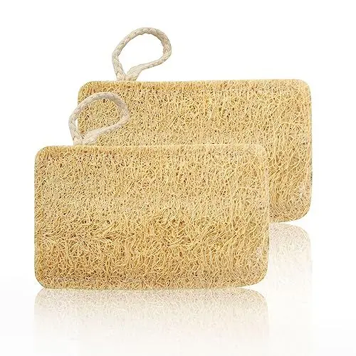 Produktbild: Natur Luffa Schwamm mit Kordel, 2 Stück Schwämme Küche Spülschwamm Nachhaltig Loofah Sponge Luffaschwämme Topfreiniger Waschbare Plastikfreie Biologisch Abbaubar