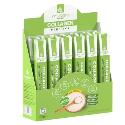 Produktbild: Naturagen Gourmet Kollagen Schlauchbeutel 100% reines 5000 mg hydrolysiertes Kollagen - 24-tägige Anwendung - zuckerfrei und glutenfrei
