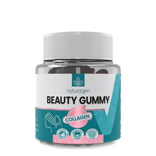 Produktbild: Naturagen Kollagen Schönheit Gummibärchen - 60 Gummibären - 1400mg hydrolysiertes Kollagen – 15-tägige Anwendung – Typ 1 & 3 Kollagenergänzung – natürliches Erdbeergeschmack – glutenfrei