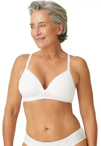 Produktbild: Naturana® Soft-BH ohne Bügel mit Schale (Cup A-D) Optimaler Sitz & maximaler Halt Dank Schnittführung & Breiten Trägern I T-Shirt BH I BH Damen ohne Bügel I BH bügellos 80 Weiss A