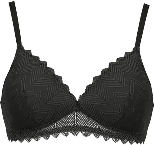 Produktbild: Naturana® Moderner Spitzen-BH ohne Bügel (Cup A-D): BH Soft Cup mit edler Vollspitze I BH mit Spitze I extraweiche Trägergummis I Unterwäsche Frauen I Spitzen BH 85 Schwarz B