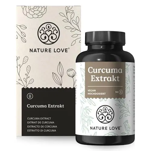 Produktbild: NATURE LOVE® Curcuma 15000mg - Kurkuma Kapseln - 9 Monate Reichweite - hochdosiert 95% Curcumin pro Kapsel - mit schwarzem Pfeffer - vegan, laborgeprüft & in Deutschland produziert