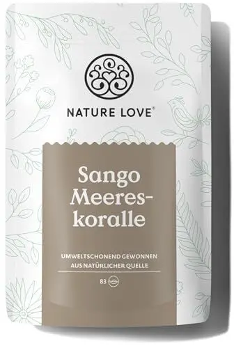 Produktbild: NATURE LOVE® Sango Meereskoralle – 250g Pulver – Natürliche Quelle für Calcium (20%) und Magnesium (10%) im körpereigenen Verhältnis von 2:1 – Hochdosiert und in Deutschland produziert