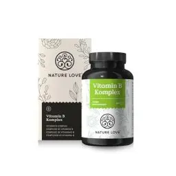 Produktbild: NATURE LOVE® Vitamin B Komplex – Hochdosiert: Mit 500 µg Vitamin B12 – 180 Kapseln (6 Monate) – alle 8 B-Vitamine (B1, B2, B3, B5, B6, B7, B9, B12) – vegan, laborgeprüft und in Deutschland produziert