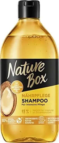 Produktbild: Nature Box Shampoo Nährpflege (385 ml), Shampoo für trockenes Haar mit kaltgepresstem Argan-Öl, Haarshampoo für intensive Pflege