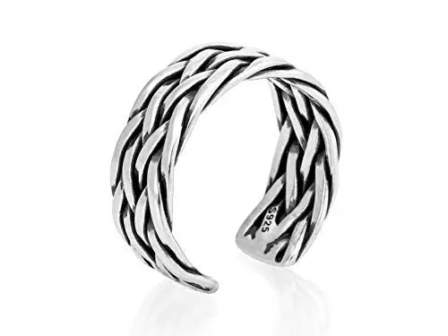 Produktbild: Nature Rebel Herren Ring breit 925 Silber offen verstellbar geflochten