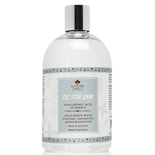 Produktbild: Nature Spell Hyaluronsäure & Vitamin E Jelly Body Wash 500 ml – feuchtigkeitsspendende und luxuriös feuchtigkeitsspendende Körperwäsche – 100% vegan – hergestellt in Großbritannien