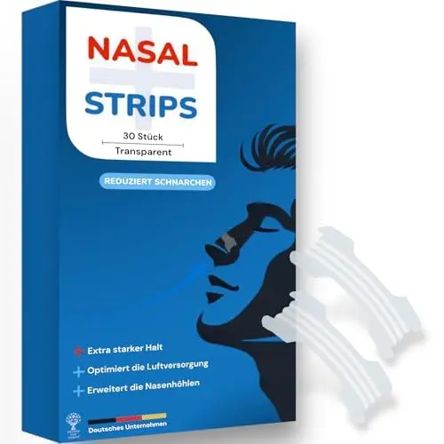 Produktbild: Nature for Human - 30x Nasenpflaster gegen Scharchen - Extra starker Halt - reduziert Schnarchen - verbessert die Atmung - unauffällig transparent | Nose Strips for sleeping