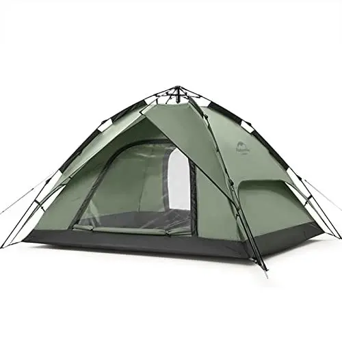 Produktbild: Naturehike Pop Up Zelt Wurfzelte Automatik Campingzelt 3-4 Personen Doppeldeck Kuppelzelt Großes Familienzelt mit Tragetasche (Grün - 4P)