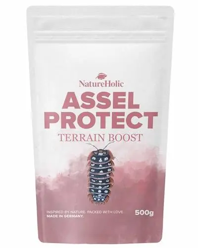 Produktbild: NatureHolic Assel Protect TerrainBoost - Bodenverbesserer für Asselterrarien | Fördert Bodenleben & Gesundheit der Asseln | Schimmel- und Bakterienschutz | Für vitalen Bodengrund | 500g